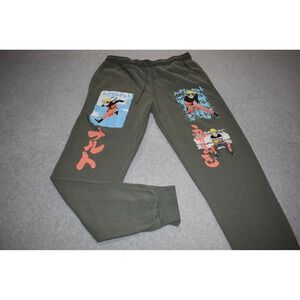 Naruto Shippuden Jogger Sweatpants Mens Large Green Graphic Anime Viz Media